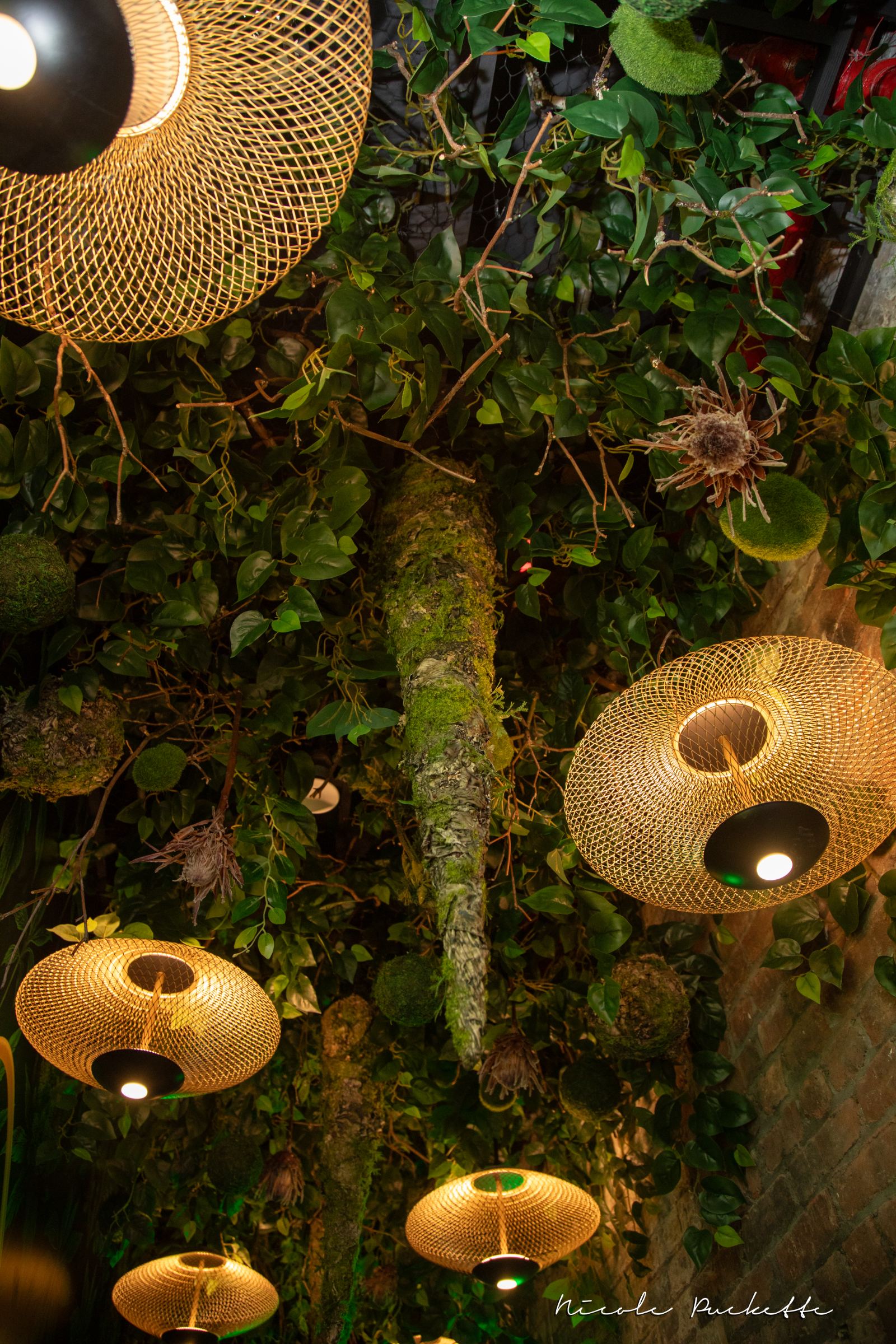 Greenery and warm lamps in Partake