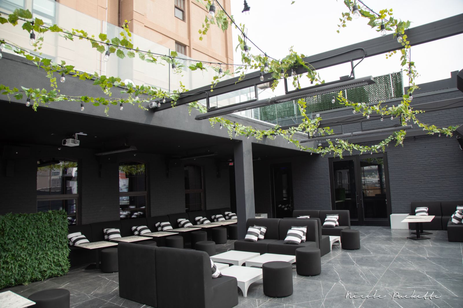 Open-air rooftop deck overlooking LIC